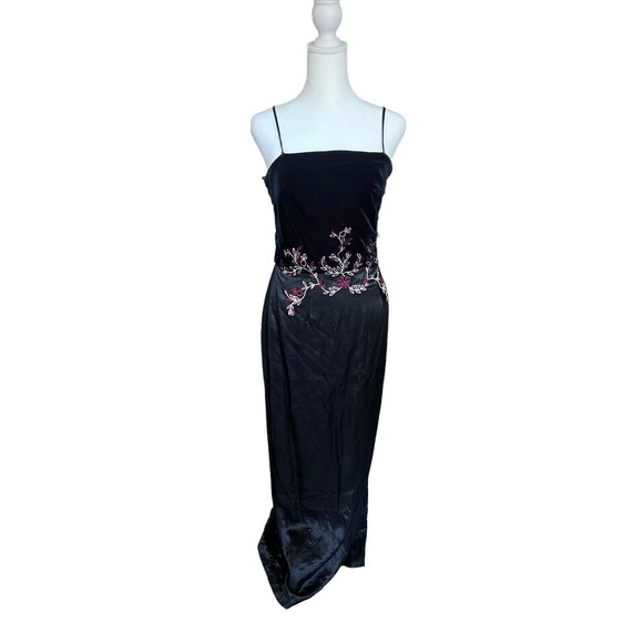Vtg XOXO Velvet Floral Dress Whimsigoth Witchy Goth Formal Y2K 90’s Sz 9 - Picture 1 of 15